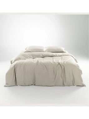 Olive & Crate Eucalyptus- TWIN XL Duvet Cover Set Oatmeal [Pillowcase Included]